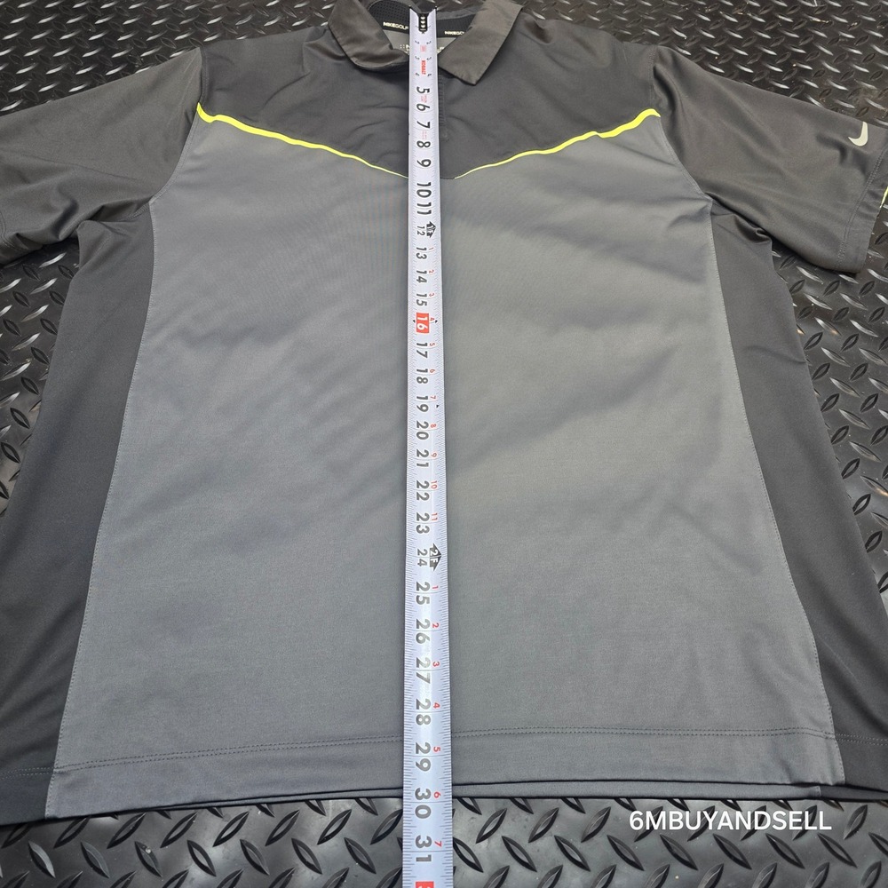Nike Golf Tour Performance Dri-FIT Polo Shirt Grey Neon Yellow 620079-021 XL - Picture 13 of 13